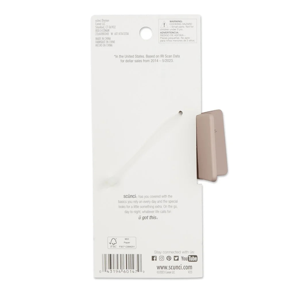 Soft Touch Open Cut Rectangle Claw Clip, Blush Beige, 1 Count