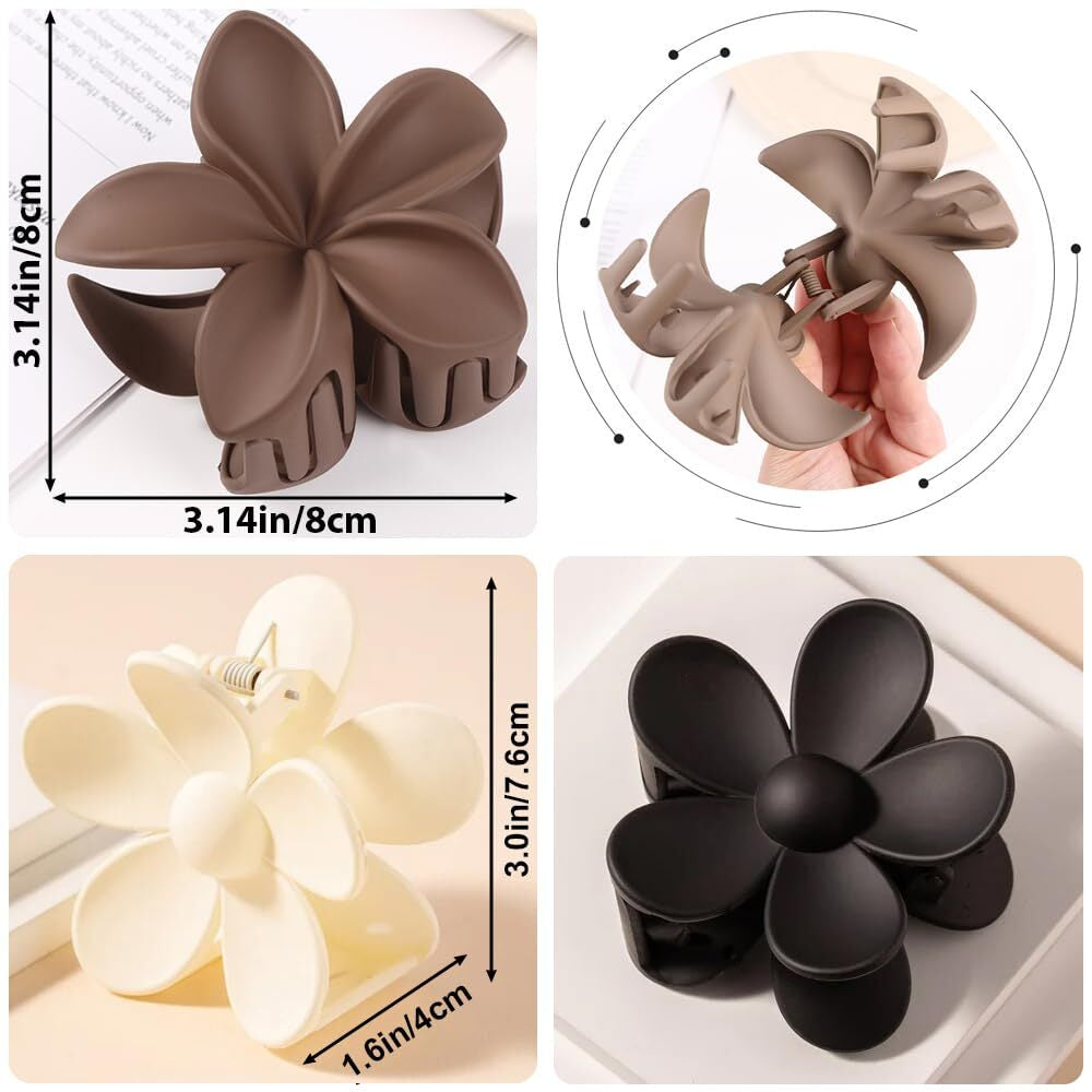 6 Pack Flower Hair Clips for Women and Girls, Preppy Claw Clips, Hawaiian Plumer