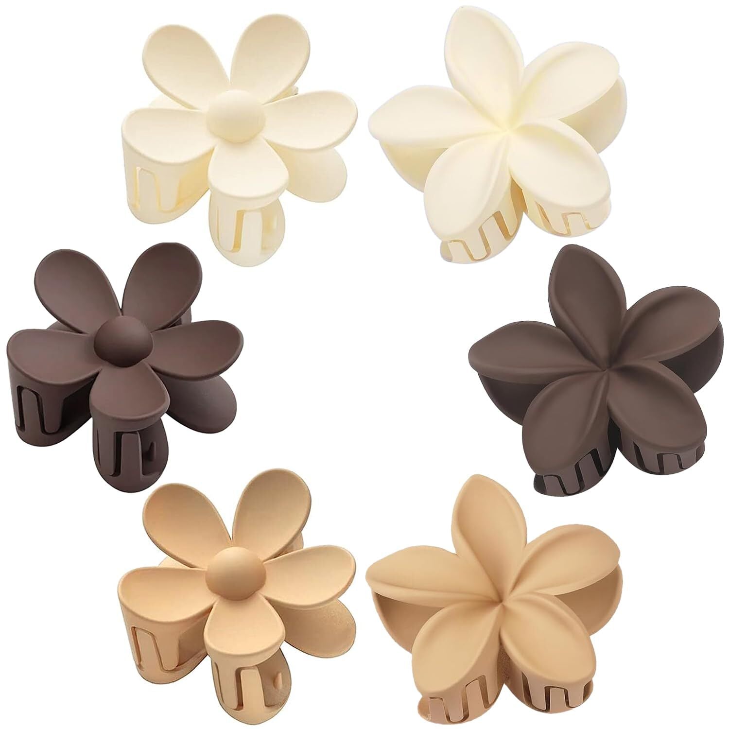 6 Pack Flower Hair Clips for Women and Girls, Preppy Claw Clips, Hawaiian Plumer