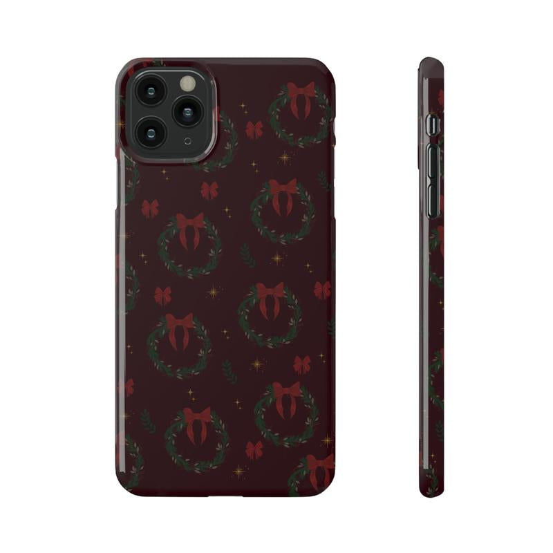 Burgundy Phone Case \ Christmas Phone Cover - Holiday Collection Wireless Protection