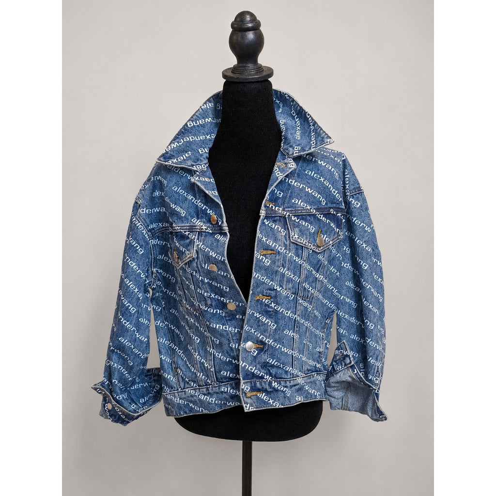 Pre-Loved Alexander Wang Falling Back Logo Indigo Blue Denim Jacket