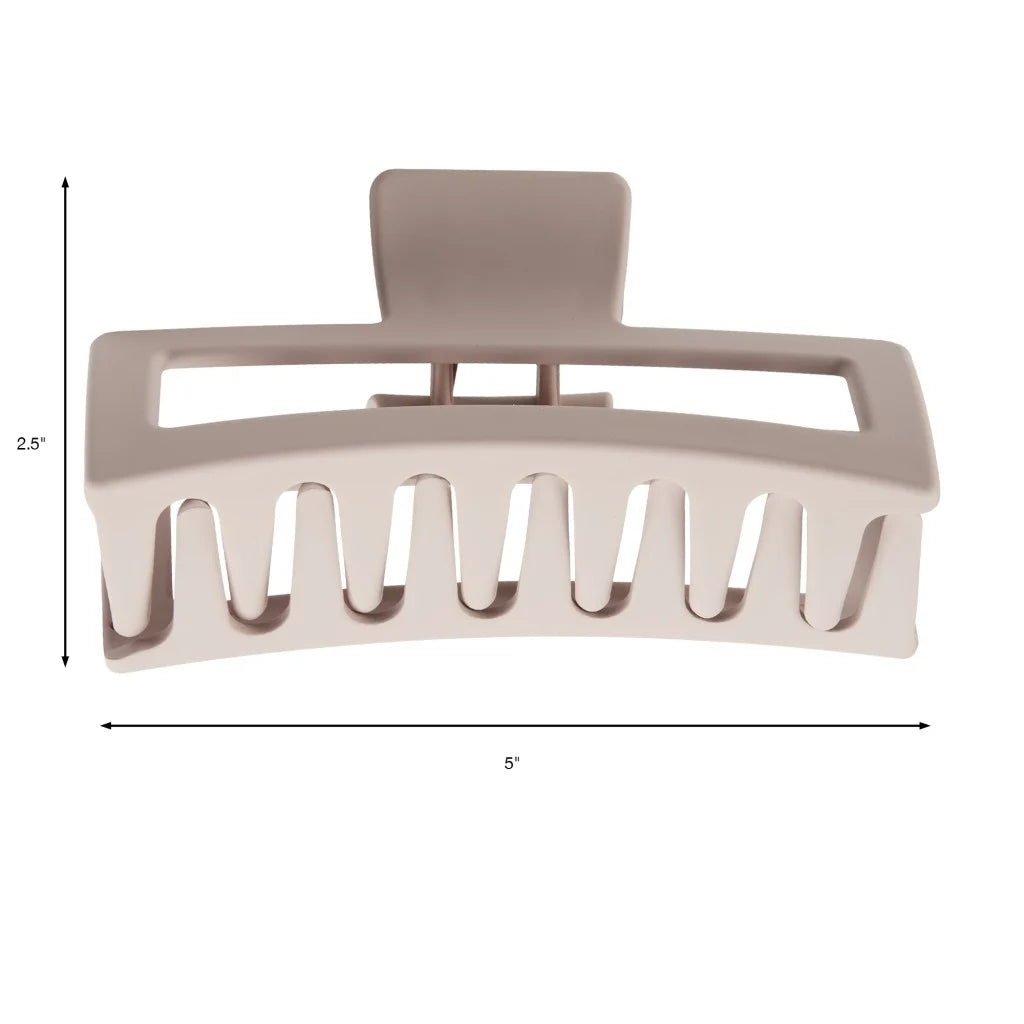 Soft Touch Open Cut Rectangle Claw Clip, Blush Beige, 1 Count