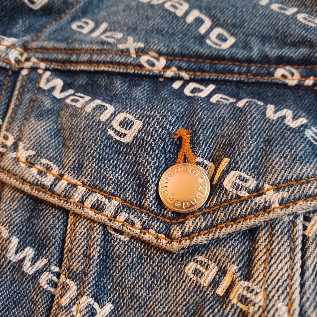 Pre-Loved Alexander Wang Falling Back Logo Indigo Blue Denim Jacket