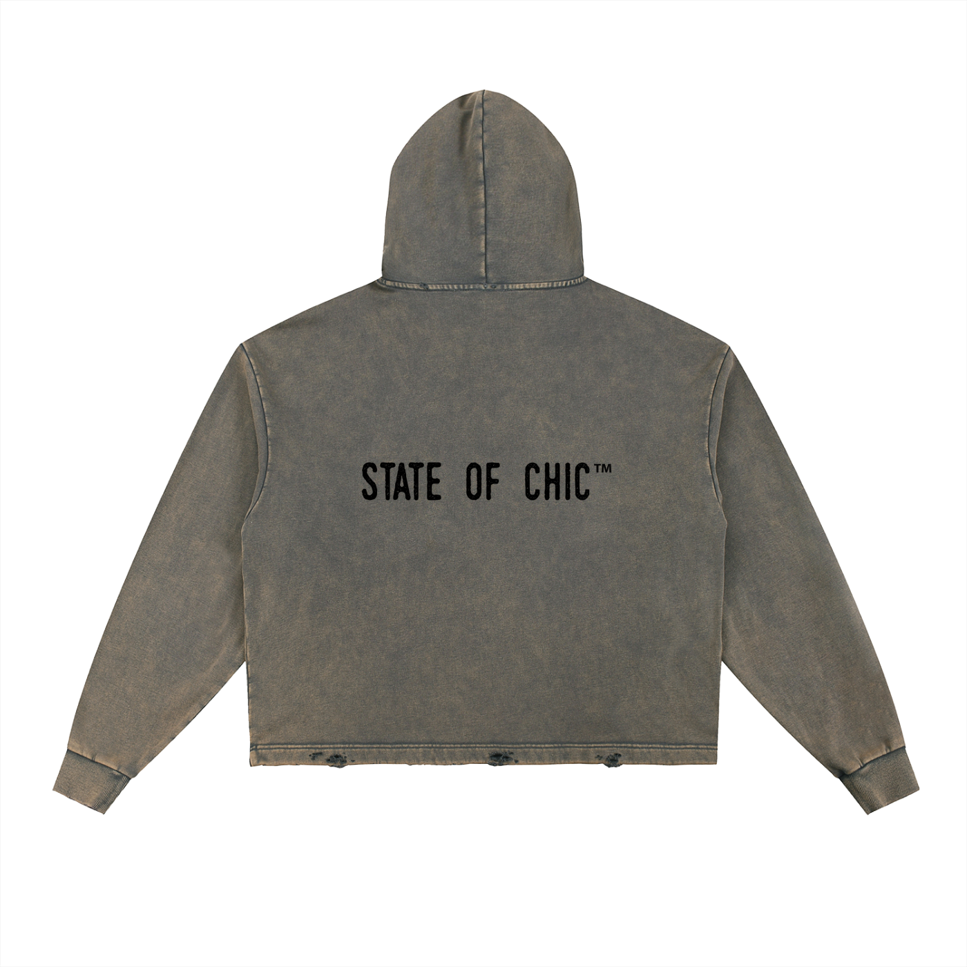Unisex Vintage Washed Frayed-Hem Hoodie
