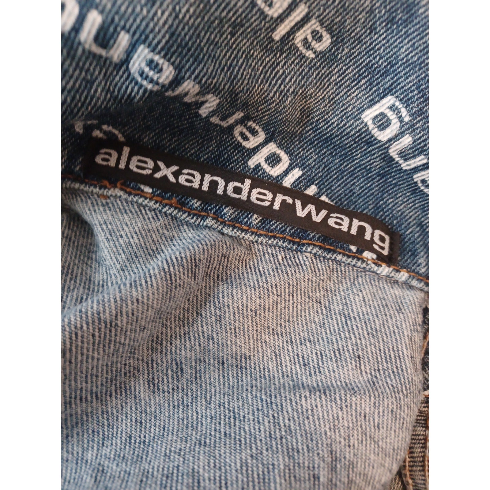 Pre-Loved Alexander Wang Falling Back Logo Indigo Blue Denim Jacket
