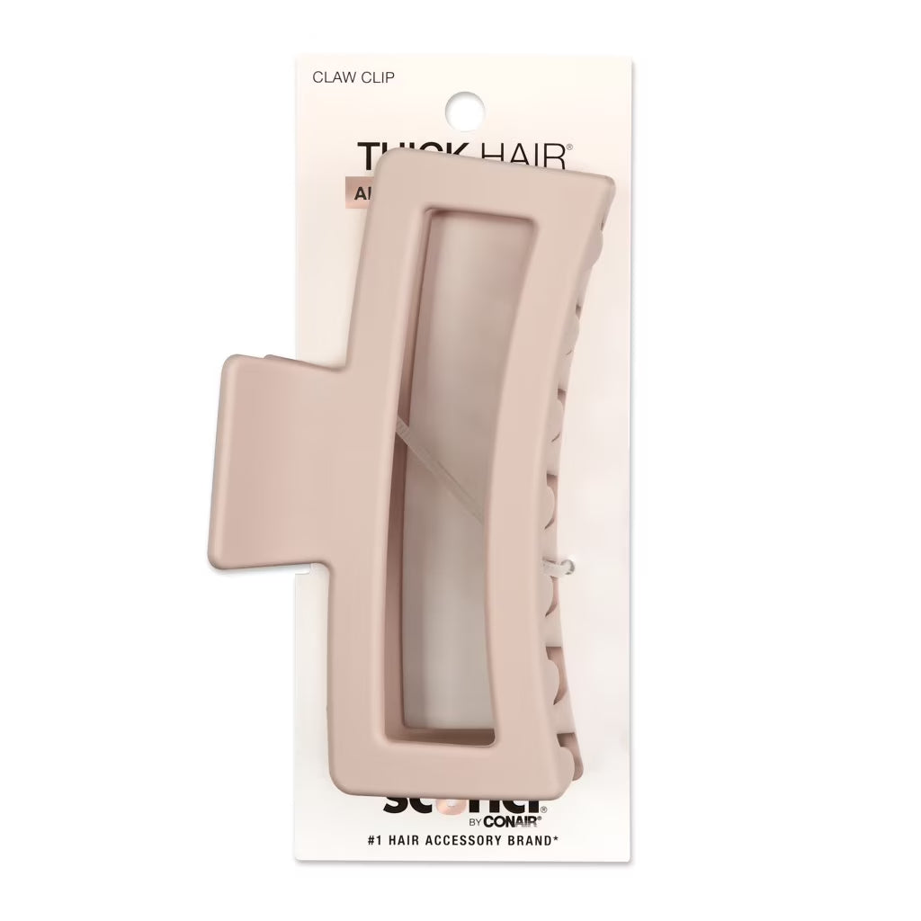 Soft Touch Open Cut Rectangle Claw Clip, Blush Beige, 1 Count