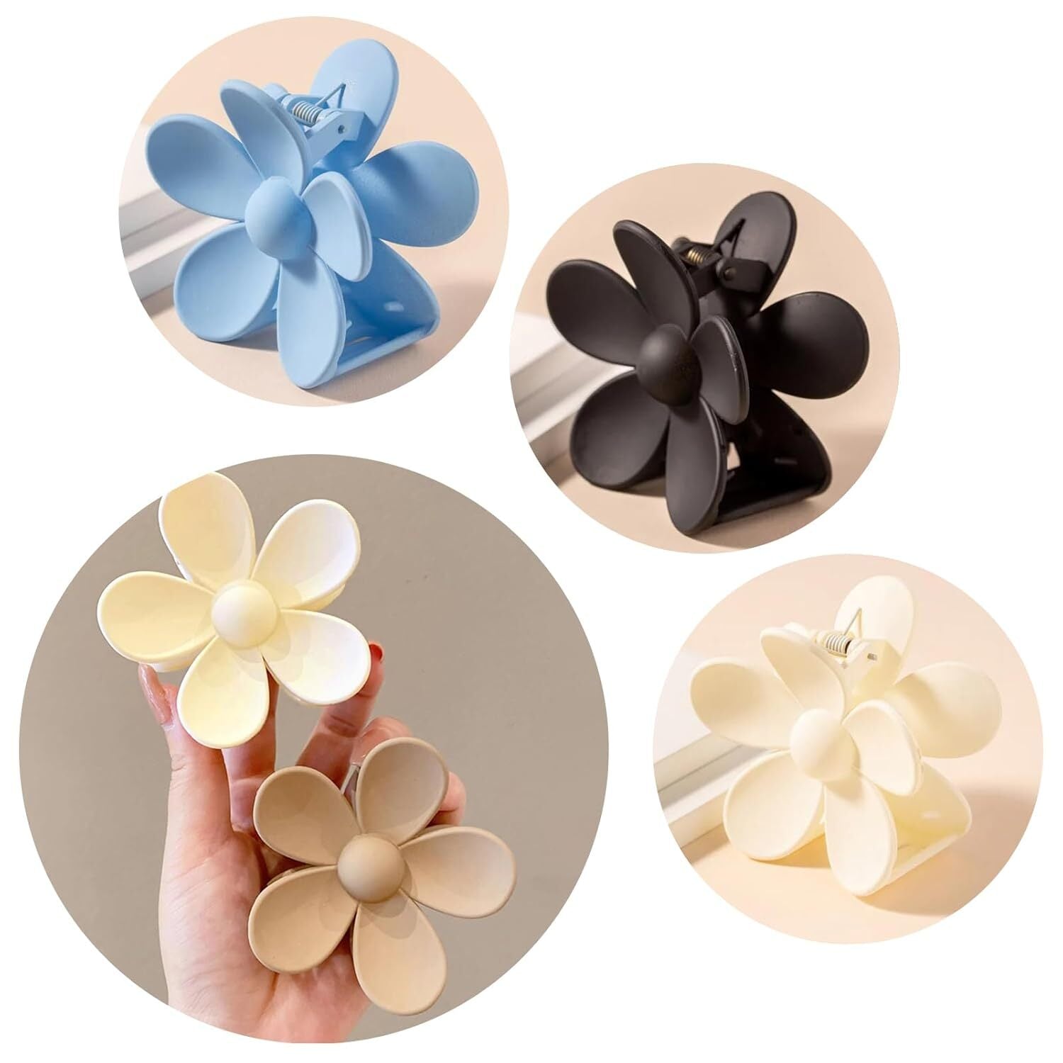 6 Pack Flower Hair Clips for Women and Girls, Preppy Claw Clips, Hawaiian Plumer