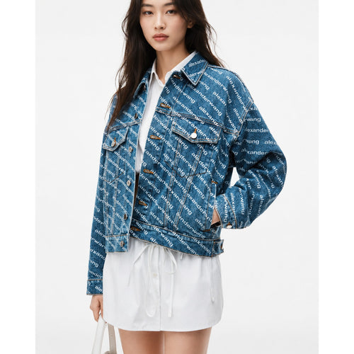 Pre-Loved Alexander Wang Falling Back Logo Indigo Blue Denim Jacket