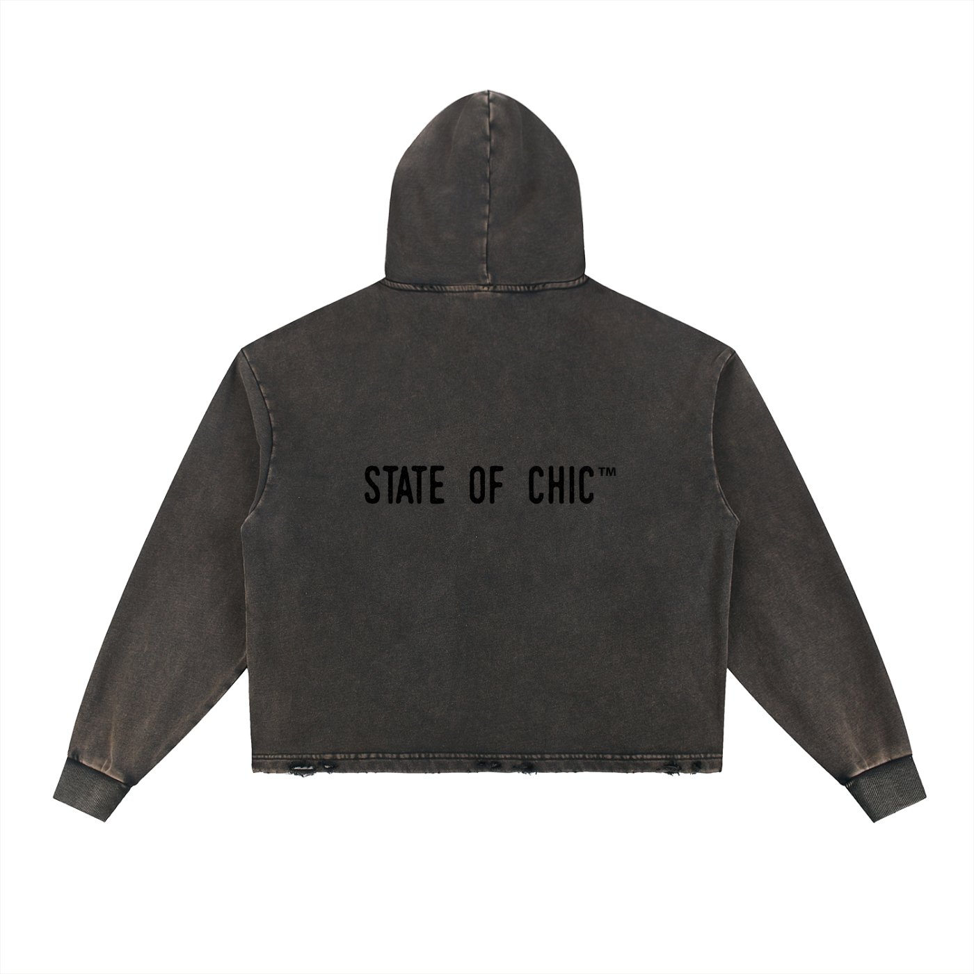 Unisex Vintage Washed Frayed-Hem Hoodie