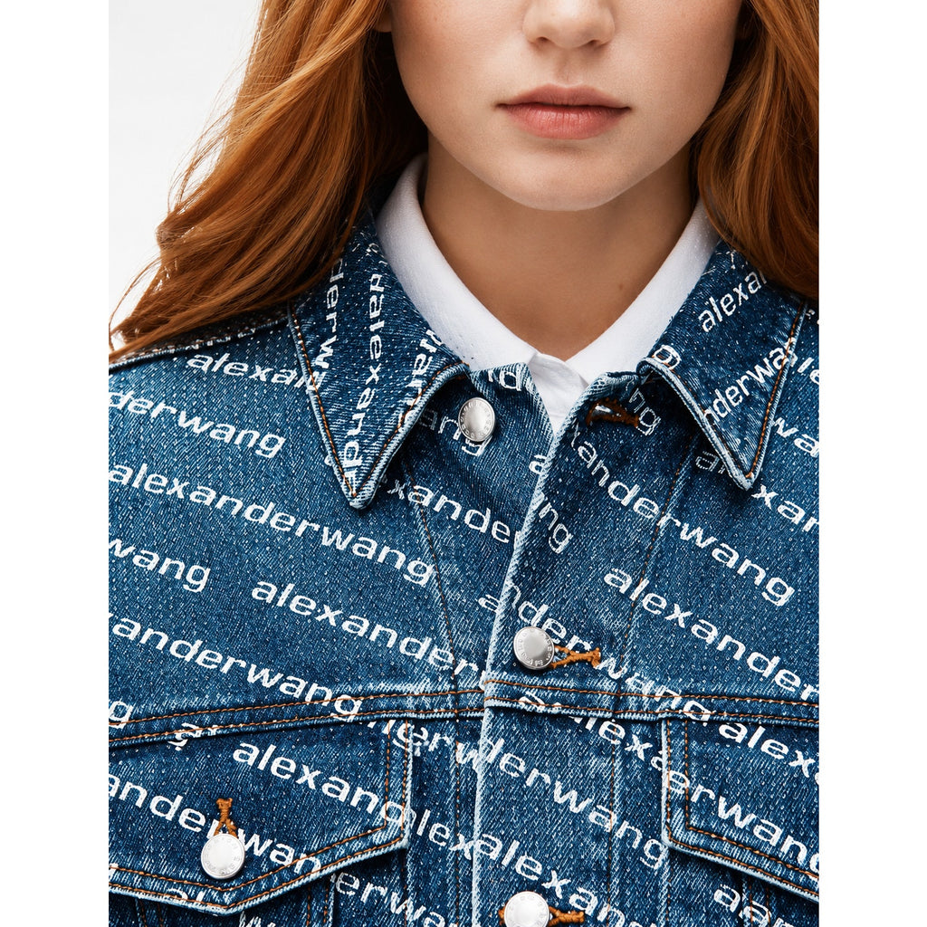 Pre-Loved Alexander Wang Falling Back Logo Indigo Blue Denim Jacket