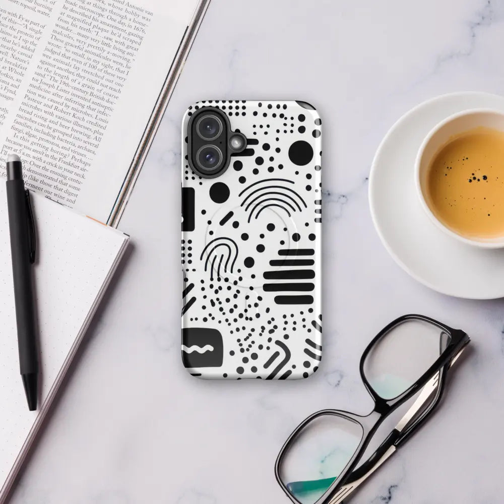 Artistic Black & White Phone Case | Ultra MagSafe® Tough Case for iPhone® at StateOfChic.Store | Flat Layout | ACT FAST, BUY NOW
