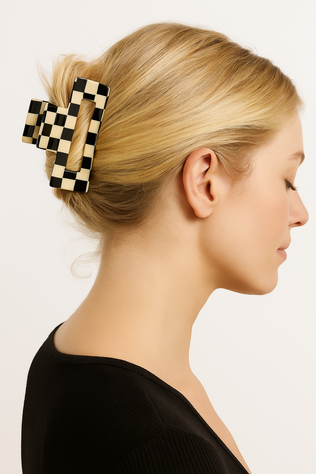 Checker Claws Tortoise Barrettes Claw Clips for Women'S Hair - Acetate Material, Classic Lattice Pattern, No-Slip Grip, Square Hair Claw Clips, Wide Occasion, Large Hair Accessories for Girls