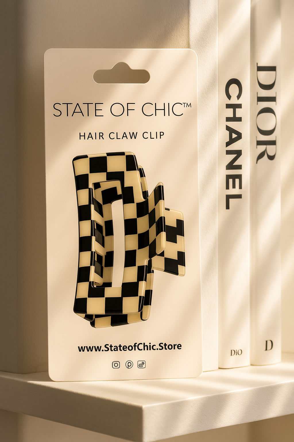 Checker Claws Tortoise Barrettes Claw Clips for Women'S Hair - Acetate Material, Classic Lattice Pattern, No-Slip Grip, Square Hair Claw Clips, Wide Occasion, Large Hair Accessories for Girls