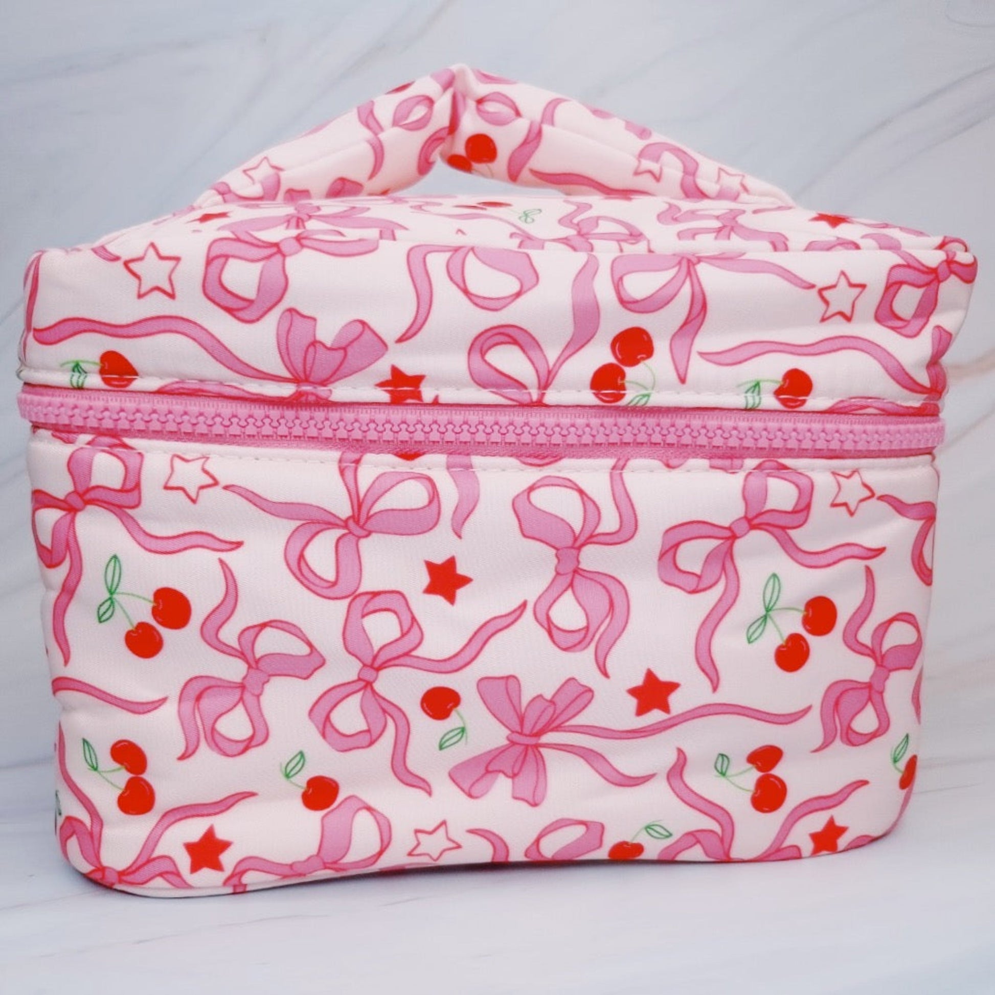 Chic Cherry Bowtiful Travel Cosmetic Case with Convenient Handle