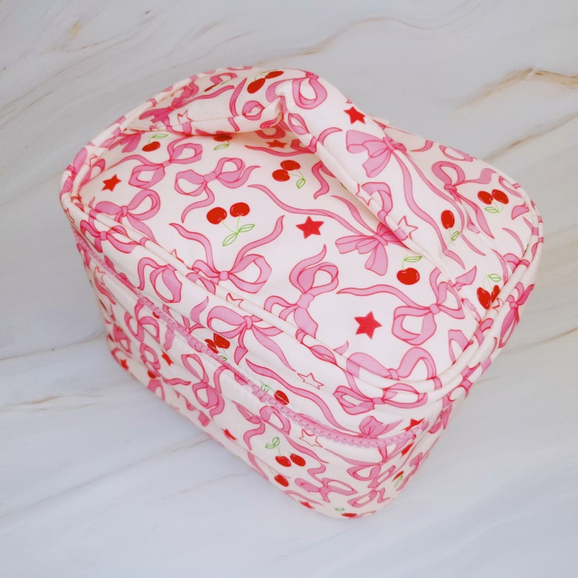 Chic Cherry Bowtiful Travel Cosmetic Case with Convenient Handle