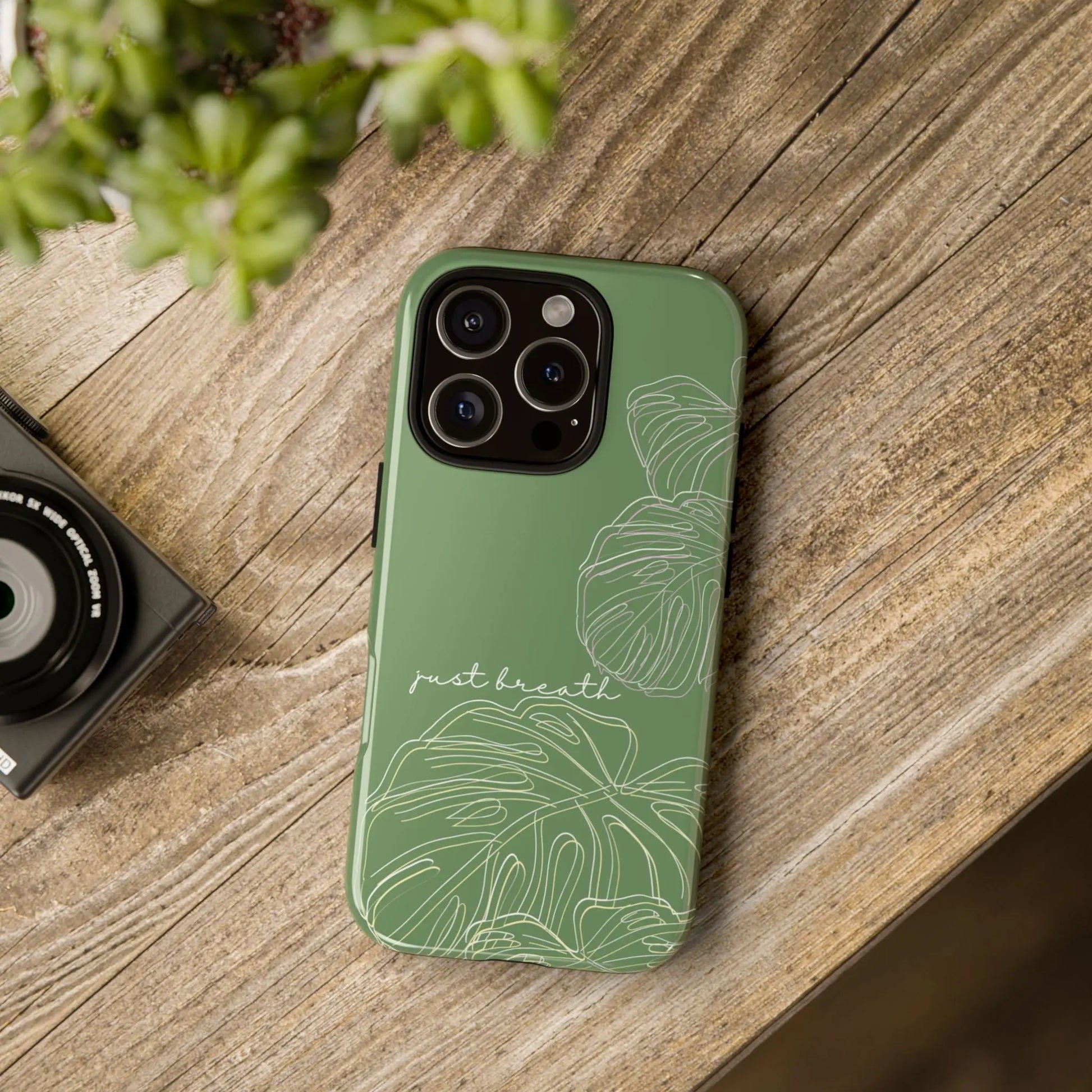 Tough Cases - Monstera Leaf Phone Case | 'Just Breathe' for Nature Lovers StateOfChic.Store