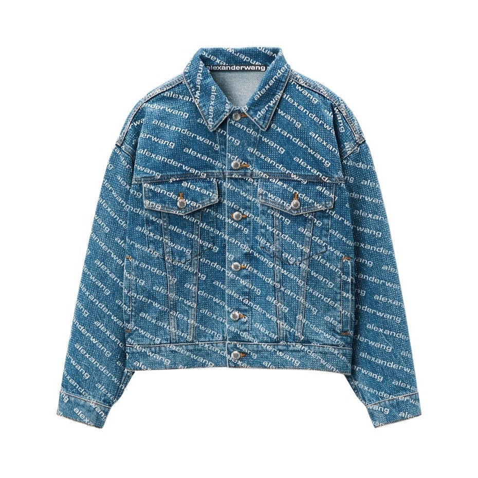 Pre-Loved Alexander Wang Falling Back Logo Indigo Blue Denim Jacket