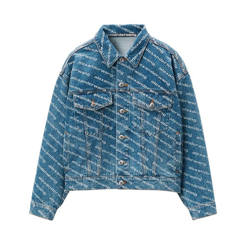 Pre-Loved Alexander Wang Falling Back Logo Indigo Blue Denim Jacket
