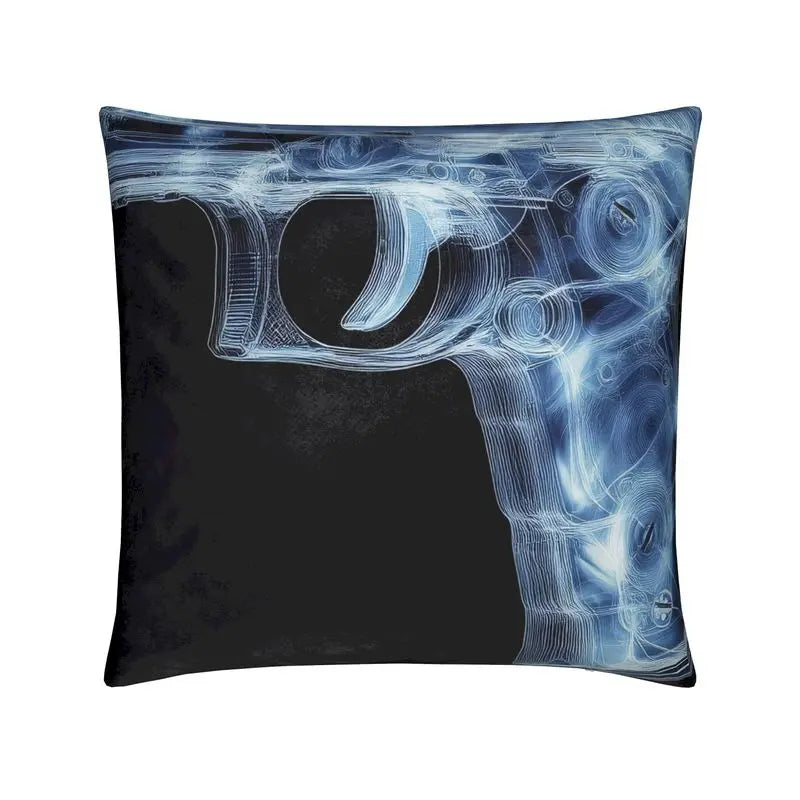 Designer Cushion Cover | x-ray gun and bullet double sided print | minimalist 20" x 20" | SHOP NOW