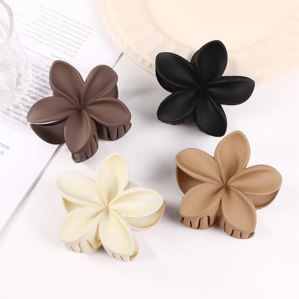 6 Pack Flower Hair Clips for Women and Girls, Preppy Claw Clips, Hawaiian Plumer