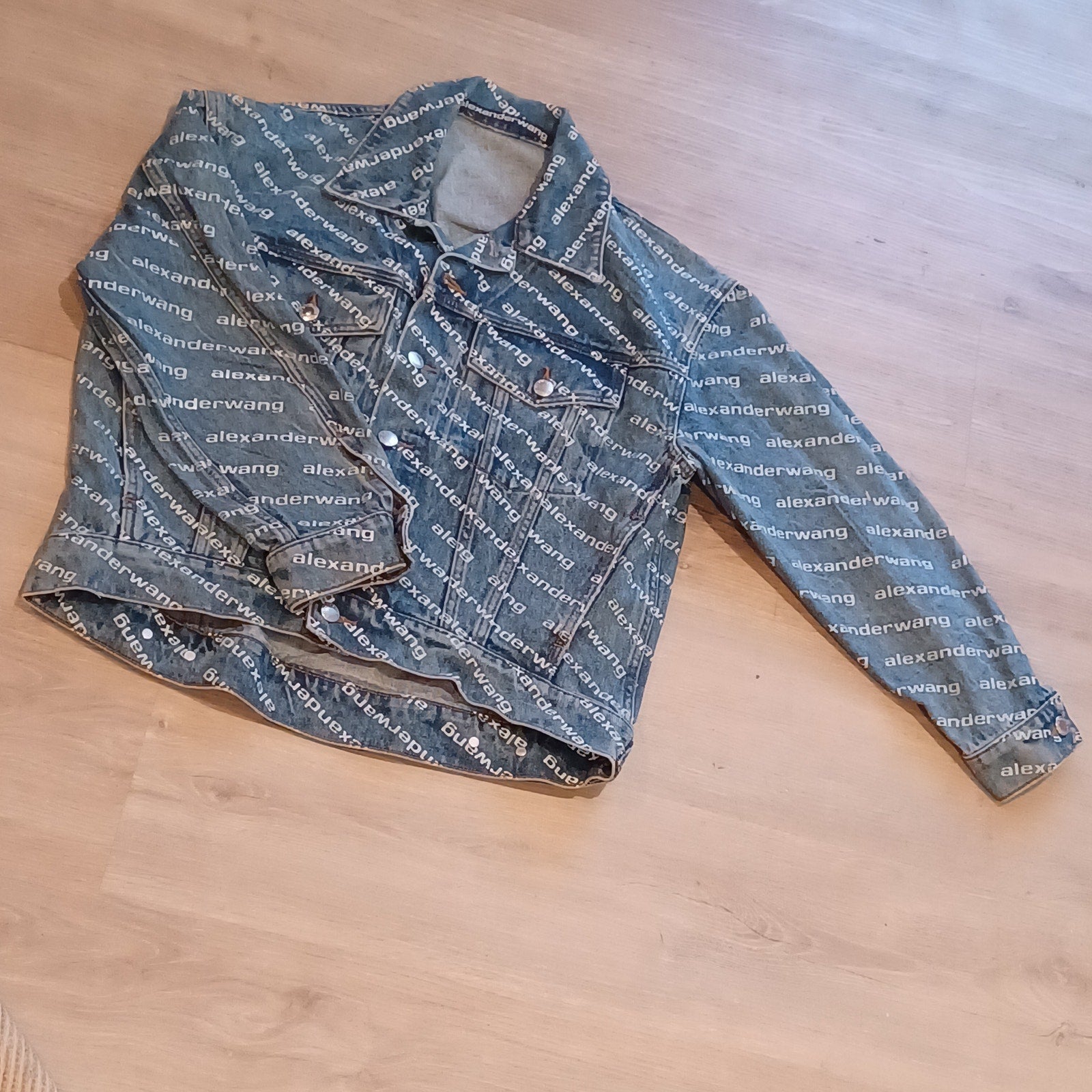 Pre-Loved Alexander Wang Falling Back Logo Indigo Blue Denim Jacket