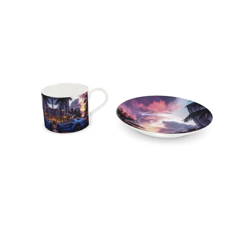 Lamborghini art print | two coffee cups and saucers set | Unique Gift only at StateofChic.Store | QUICK BUY