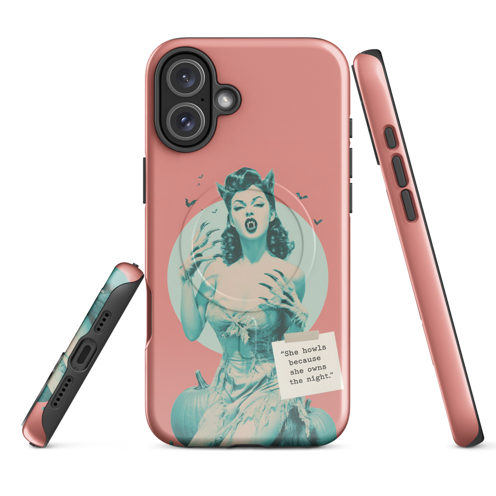 🐺 Pin-Up Werewolf iPhone Case | Vintage 1950s Spooky Chic MagSafe® Tough Cover (14–17)