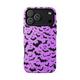 🦇 Black Bats Pattern MagSafe® Tough Case for iPhone® 14, 15, 16, 17 | Minimalist Purple Halloween Design