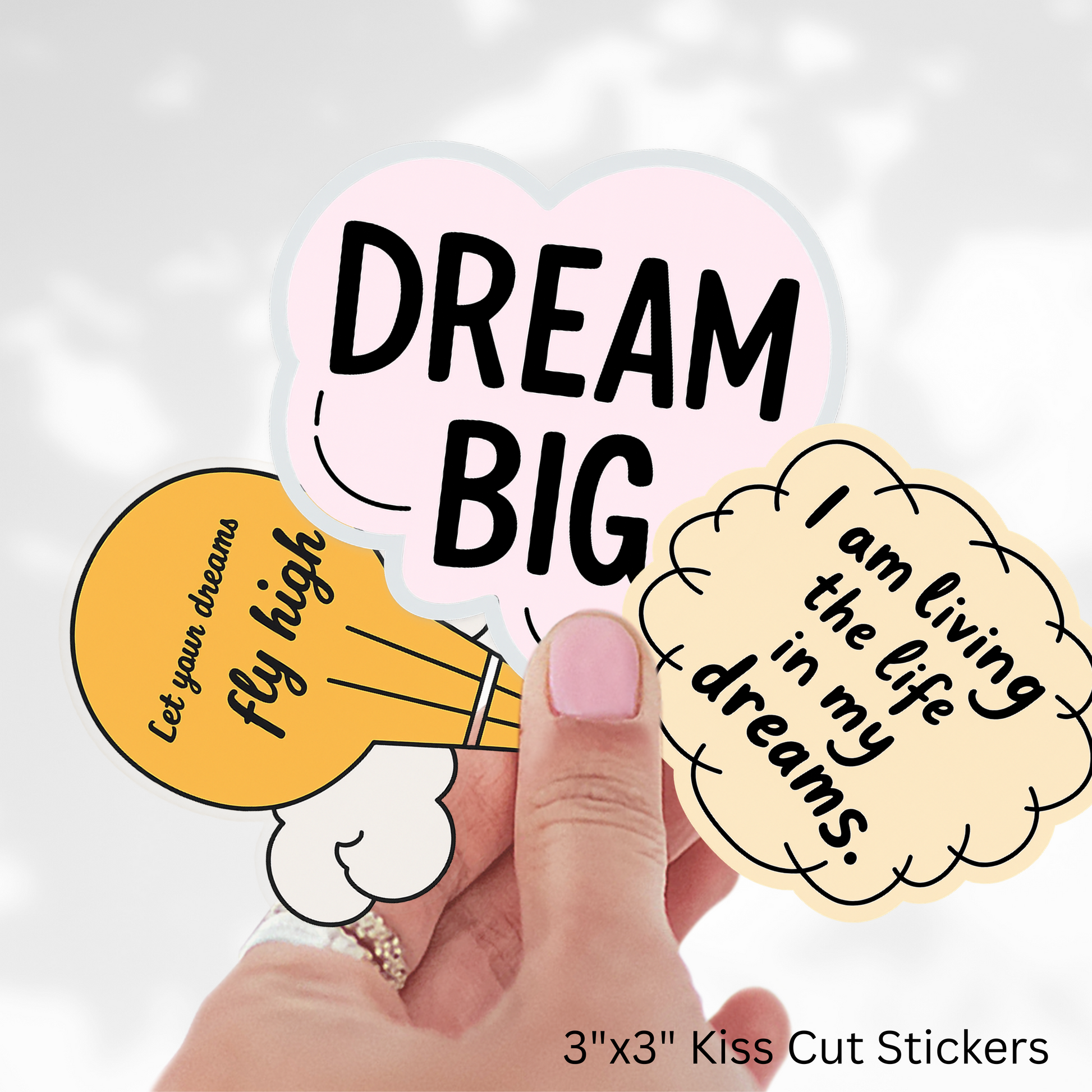 Set of waterproof motivational vinyl stickers from Chic Prints Club Tier 1, designed to inspire daily.